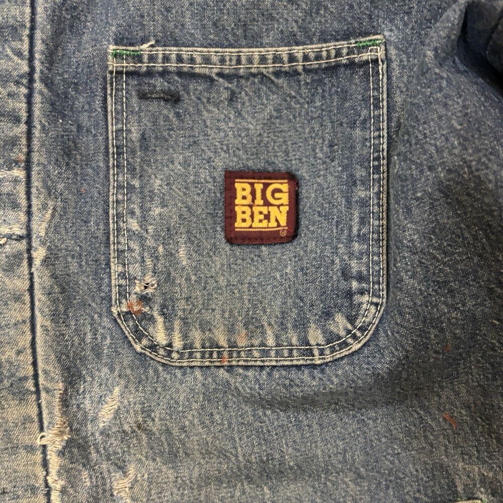 Vintage Big Ben USA Made Mens 48 Denim Barn Chore Coat Blanket Lined - Picture 8 of 16